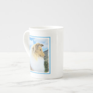 Caneca De Porcelana Pintura de Collie em Montanhas (Rough) - Arte Cani
