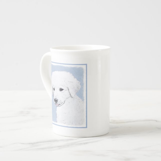 Caneca De Porcelana Pintura de Kuvasz - Arte de Cachorro Original Boni (Frente Esquerda)