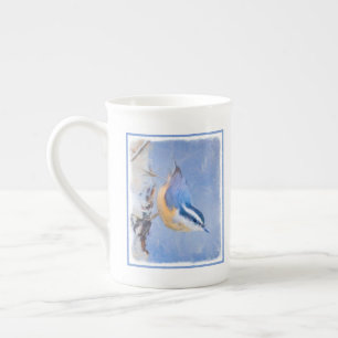 Caneca De Porcelana Pintura De Pássaros Original De Raça Vermelha