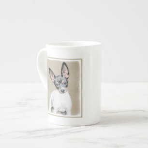 Caneca De Porcelana Pintura de Rat Terrier - Arte de Cachorro Original