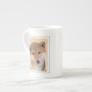 Caneca De Porcelana Pintura de Shiba Inu (Vermelho) - Arte de Cachorro