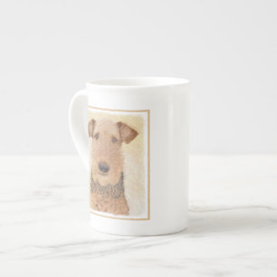 Caneca De Porcelana Pintura de Terrier Airedale - Arte original cômoda