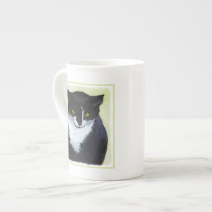 Caneca De Porcelana Pintura do gato do smoking - arte original bonito