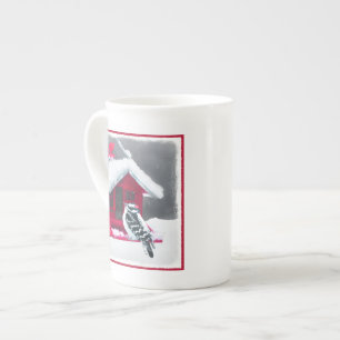 Caneca De Porcelana Pintura do Pica-Pau Downy - Arte Original
