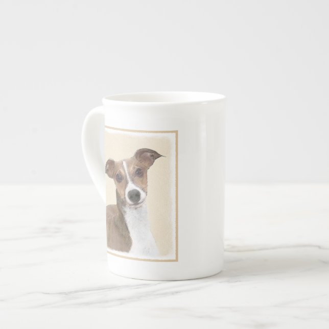 Caneca De Porcelana Pintura em Greyhound Italiano - Arte de Cachorro O (Frente Esquerda)