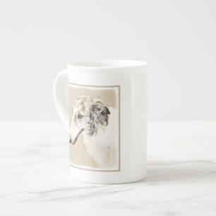 Caneca De Porcelana Pintura Original de Cachorro Borzoi (Silver Brindl