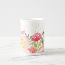 Caneca De Porcelana PixDezines Buquê Floral/Aquarela/Primavera