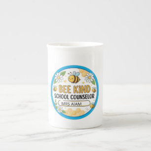 Caneca De Porcelana Placa de Orientador Escolar do Tipo Abelha Editáve