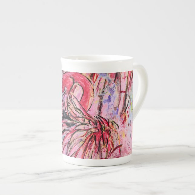 Caneca De Porcelana Plumes au rose (Frente Esquerda)