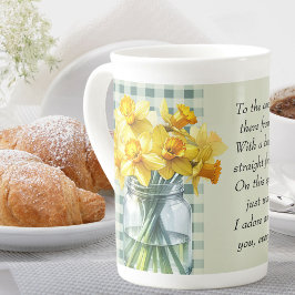 Caneca De Porcelana Poema de Alguém Verde Especial Gingham Daffodils