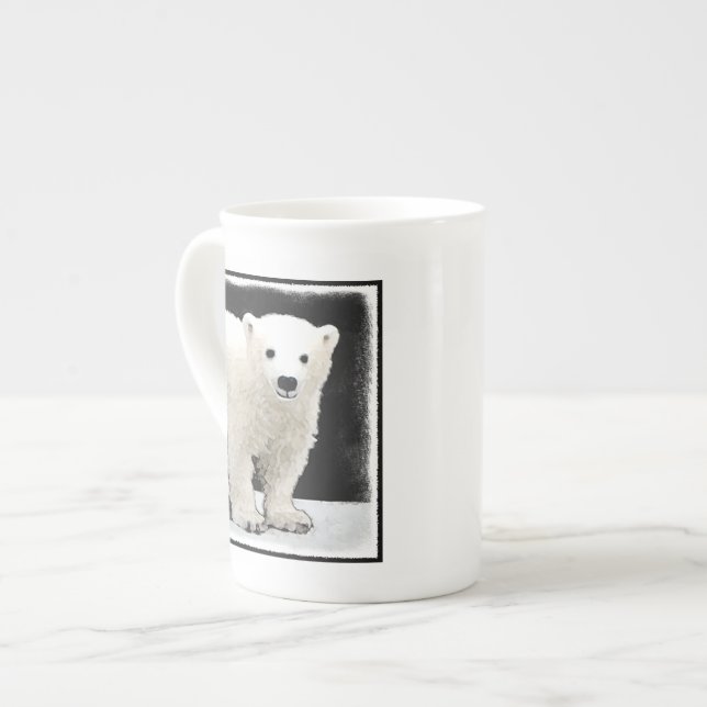 Caneca De Porcelana Polar Bear Cub Painting - Arte Original (Frente Esquerda)