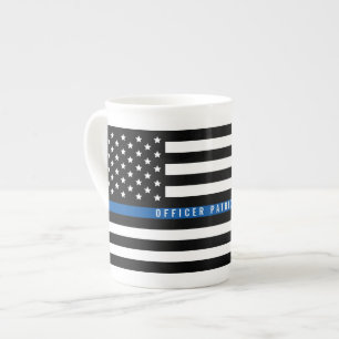 Caneca De Porcelana Polícia Fino Blue Line - Bandeira Americana Monog