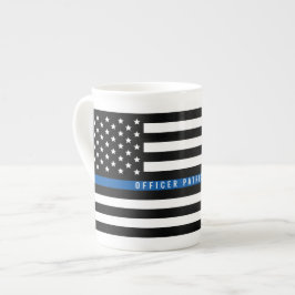 Caneca De Porcelana Policial Thin Blue Line - Bandeira Americana Monog