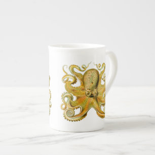 Caneca De Porcelana Polvo de Ernst Haeckel do vintage no amarelo