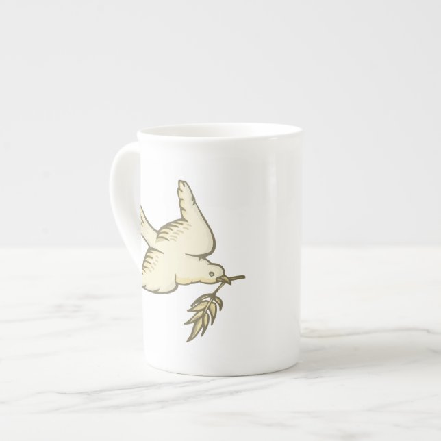 Caneca De Porcelana Pomba da paz (Frente Esquerda)