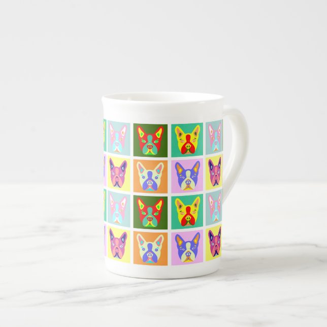 Caneca De Porcelana Pop art de Boston Terrier (Frente Esquerda)