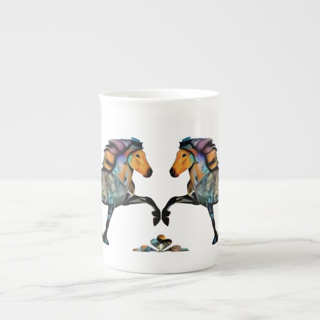 Caneca De Porcelana Pop Art Islandês Horse  (Frente)