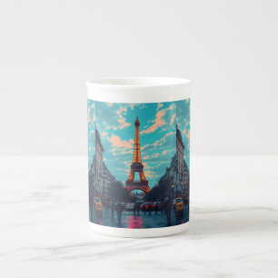 Caneca De Porcelana Pop Art Paris - Vibrante paisagem digital