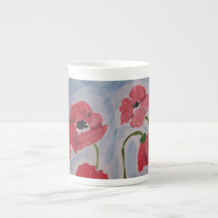 Caneca De Porcelana Poppies Vermelhos Selvagens