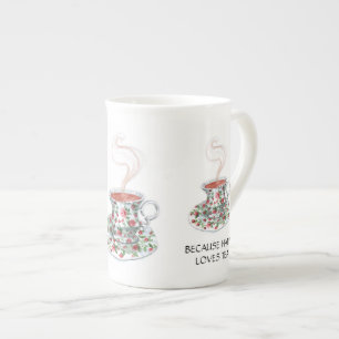 Caneca De Porcelana Porque feliz adora slogan de chá, rosas de xícar