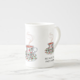 Caneca De Porcelana Porque o chá encontra um slogan feliz, rosas de x