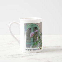 Caneca De Porcelana Porta Verde e Rosa - Vinha de Martha