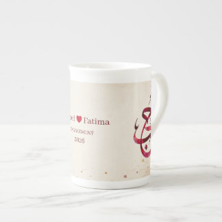 Caneca De Porcelana Pôster de Noivado Personalizado com Caligrafia Ára