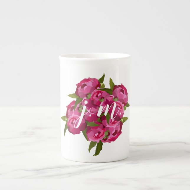 Caneca De Porcelana Pote Modern Jewel Peony Tea (Frente)