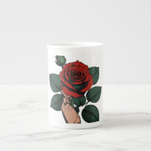 Caneca De Porcelana Potencial em Flor - Rosebud Sketch Porcelana Fina