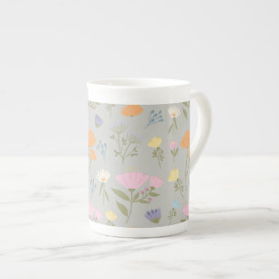 Caneca De Porcelana Prado colorido sobre cinza