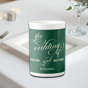 Caneca De Porcelana Presente de Casamento Teal de Caligrafia Elegante
