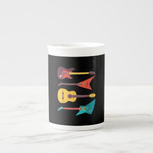 Caneca De Porcelana Presente De Guitarra Elétrica E De Guitarra Acús