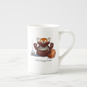 Caneca De Porcelana Presente de Ioga Professor Panda Vermelho Arte de 