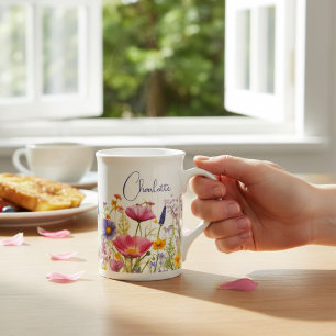 Caneca De Porcelana Presente Personalizado de Nome de Flor Silvestre C
