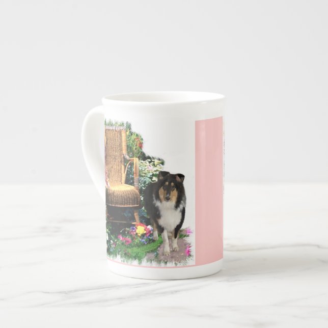 Caneca De Porcelana Presentes de Arte Collie em Triores Rough (Frente Esquerda)
