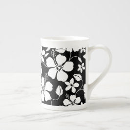 CANECA DE PORCELANA PRETA HAWAIANA HULA (HIBISCO)