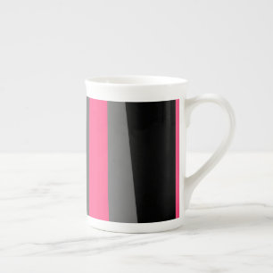 Caneca De Porcelana Preto e Cinza rosa