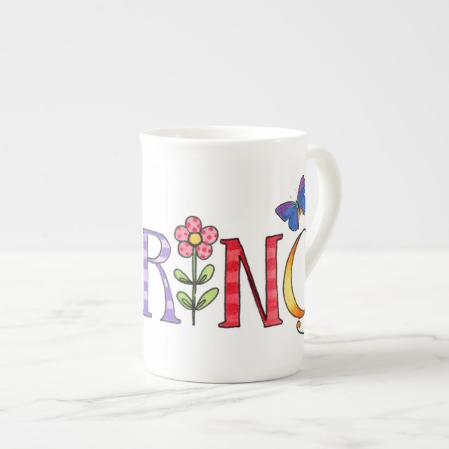 Caneca De Porcelana Primavera Butterflies Mug Cup Bone China (Frente Esquerda)