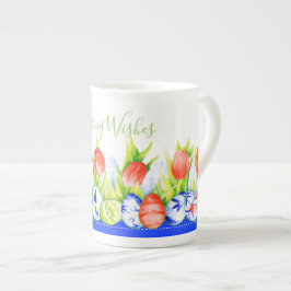 Caneca De Porcelana Primavera Tulipas Páscoa Osso China Tumg