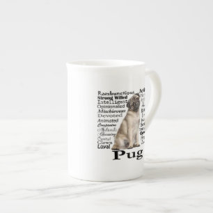 Caneca De Porcelana Pug Traça Osso China Mug