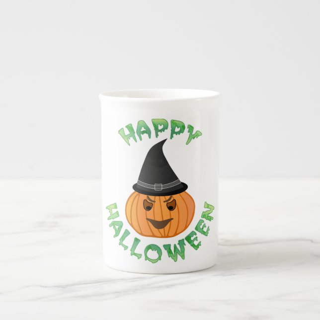 CANECA DE PORCELANA PUMPKIN "FELIZ HALLOWEEN" (Frente)