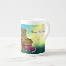 Caneca De Porcelana Puppy em uma caixa, Merry Xmas