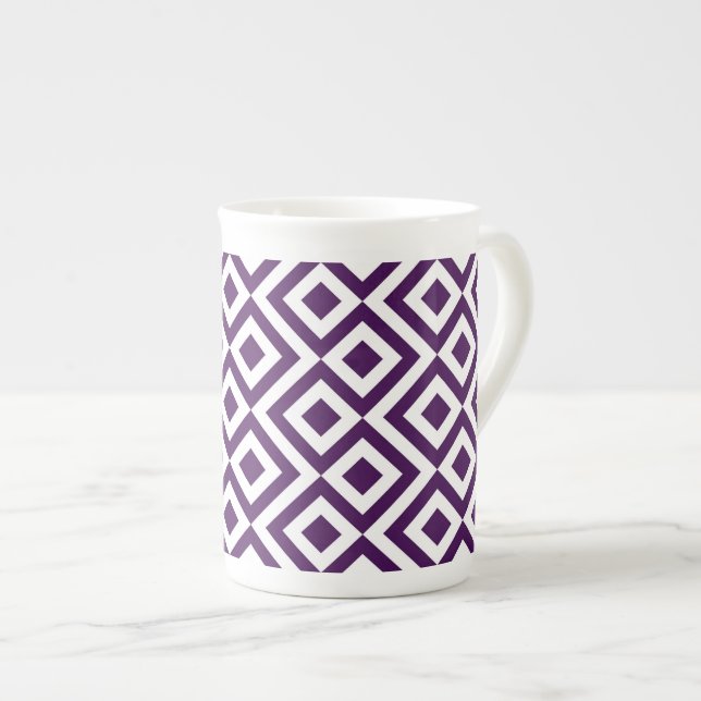 Caneca De Porcelana Purple e White Meander (Frente Esquerda)