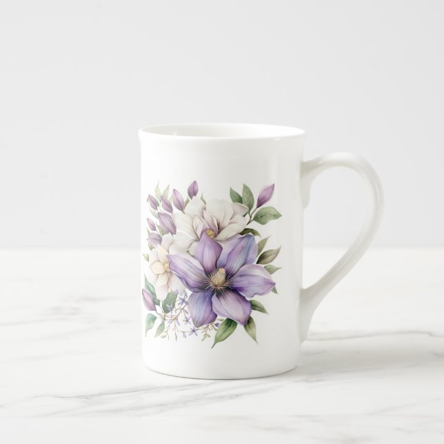 Caneca De Porcelana Purple Floral  (Direita)