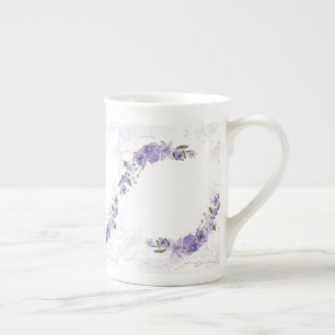 Caneca De Porcelana Purple Floral