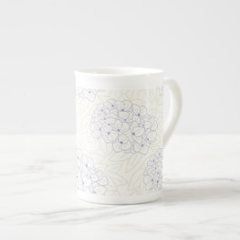 Caneca De Porcelana Purple Hydrangeas outline