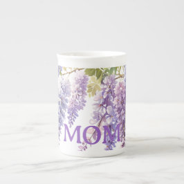 Caneca De Porcelana Púrpura esmerilada branca esmerilada floral Mãe