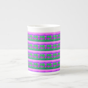Caneca De Porcelana Púrpura Verde Rosa Rosa Soldado