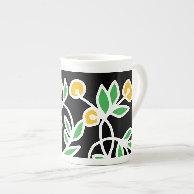 Caneca De Porcelana Rabisco amarelo e verde (Frente Esquerda)