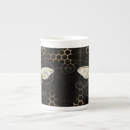 Caneca De Porcelana Rainha da Vintage Bee Real Coroa Negra